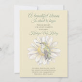 Whimsical Watercolor Hummingbird & Daisy 招待状 (正面)