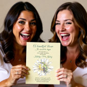 Whimsical Watercolor Hummingbird & Daisy 招待状