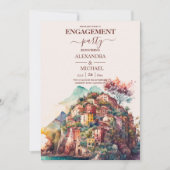  whimsical watercolor Italian destination engageme 招待状 (正面)