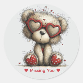 Whimsical Watercolor Love Bear ラウンドシール