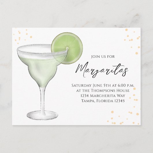 Whimsical Watercolor Margarita QR Code Website ポストカード (正面)