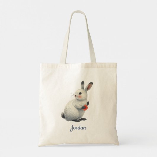 Whimsical Watercolor Meadow Easter Bunny トートバッグ (裏面)