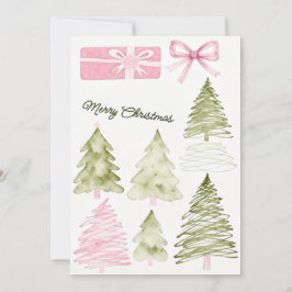 Whimsical Watercolor Merry Christmas Couple Card シーズンカード