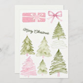 Whimsical Watercolor Merry Christmas Couple Card シーズンカード (正面/裏面)