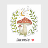 Whimsical Watercolor Mushroom and Moon シール (シート)