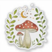 Whimsical Watercolor Mushroom and Moon シール (正面)