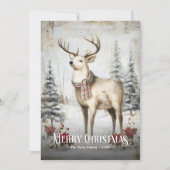 Whimsical Watercolor Neutral Colors Christmas Deer シーズンカード (正面)