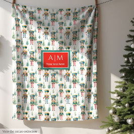 Whimsical watercolor nutcracker monogram gift wrap フリースブランケット