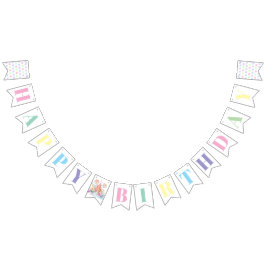 Whimsical Watercolor Pastel Candyland Birthday バンティングフラッグ