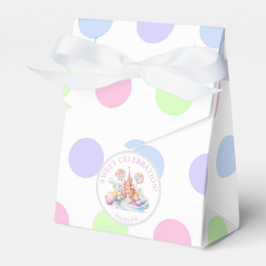 Whimsical Watercolor Pastel Candyland Birthday フェイバーボックス (正面サイド)
