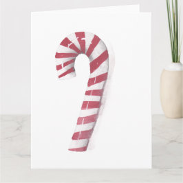 Whimsical Watercolor Peppermint Candy Cane サンキューカード
