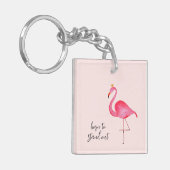 Whimsical Watercolor Pink Flamingo Keychain キーホルダー (正面左)
