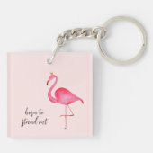 Whimsical Watercolor Pink Flamingo Keychain キーホルダー (裏面)