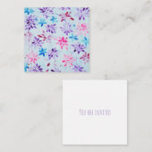 ​Whimsical Watercolor Purple & Pink Floral エンクロージャーカード (正面/裏面)