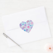 Whimsical Watercolor Purple & Pink Floral ハートシール (封筒)