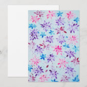 Whimsical Watercolor Purple & Pink Floral 招待状 (正面/裏面)