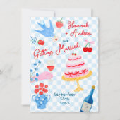 Whimsical watercolor quirky Wedding Invitation 招待状 (正面)