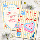 Whimsical watercolor quirky Wedding Invitation 招待状