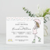 Whimsical Watercolor Rainy Day Baby Shower 招待状 (スタンド正面)