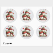Whimsical Watercolor Strawberries Sticker ラウンドシール (シート)