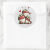 Whimsical Watercolor Strawberries Sticker ラウンドシール (バッグ)