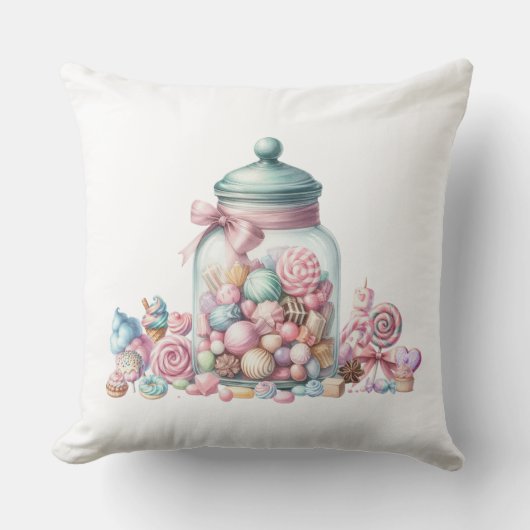 Whimsical Watercolor Sweet Candy クッション (正面)