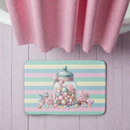 Whimsical Watercolor Sweet Candy バスマット