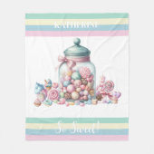 Whimsical Watercolor Sweet Candy フリースブランケット (正面)
