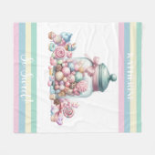 Whimsical Watercolor Sweet Candy フリースブランケット (正面(横))