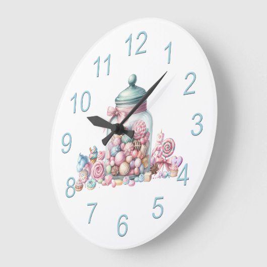 Whimsical Watercolor Sweet Candy ラージ壁時計 (傾斜)