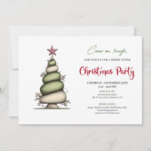 Whimsical watercolor tree Christmas party invite 招待状 (正面)