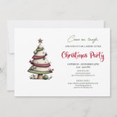 Whimsical watercolor tree funny Christmas invite 招待状 (正面)