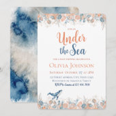 Whimsical Watercolor Under the Sea Baby Shower 招待状 (正面/裏面)