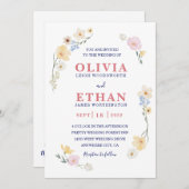 Whimsical Watercolor Wildflower Floral Spring 招待状 (正面/裏面)