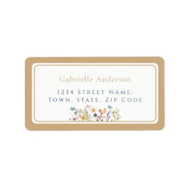 Whimsical Watercolor Wildflowers Gold Wedding  ラベル