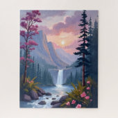 Whimsical Waterfall | Magical Floral Landscape ジグソーパズル (縦)