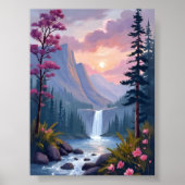Whimsical Waterfall | Magical Floral Landscape ポスター (正面)