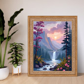 Whimsical Waterfall | Magical Floral Landscape ポスター