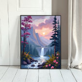 Whimsical Waterfall | Magical Floral Landscape ポスター