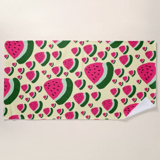 Whimsical Watermelons Cute Summer Fruit Pattern  ビーチタオル (正面)