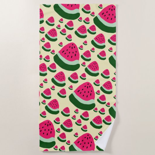 Whimsical Watermelons Cute Summer Fruit Pattern  ビーチタオル (正面)