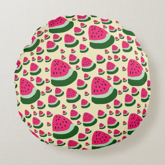 Whimsical Watermelons Cute Summer Fruit Pattern  ラウンドクッション (正面)