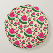 Whimsical Watermelons Cute Summer Fruit Pattern  ラウンドクッション (裏面)