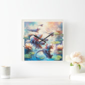 Whimsical Waters 2 - Watercolor スクエア壁時計 (ホーム)