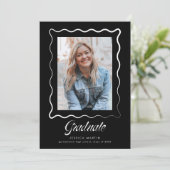 Whimsical Wavy Border Graduation Announcement 招待状 (スタンド正面)