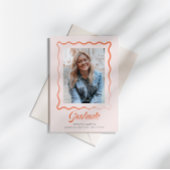 Whimsical Wavy Border Graduation Announcement 招待状