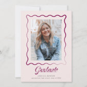 Whimsical Wavy Border Graduation Announcement 招待状 (正面)