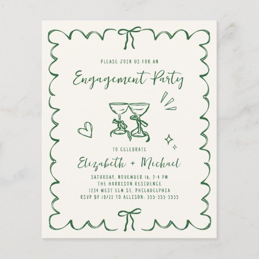 Whimsical Wavy Frame Engagement Party Invitation (正面)