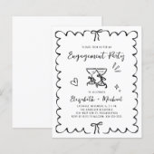 Whimsical Wavy Frame Engagement Party Invitation (正面/裏面)