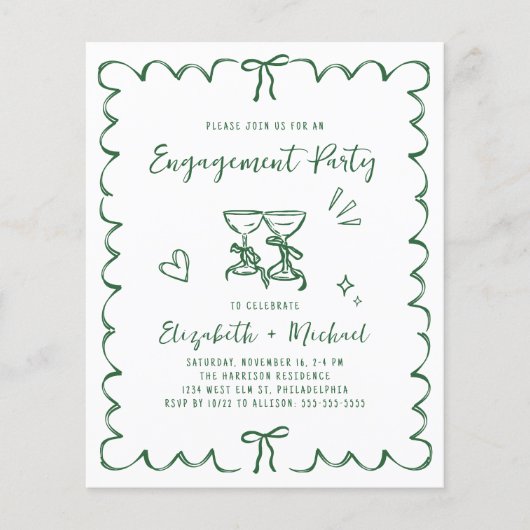 Whimsical Wavy Frame Engagement Party Invitation (正面)